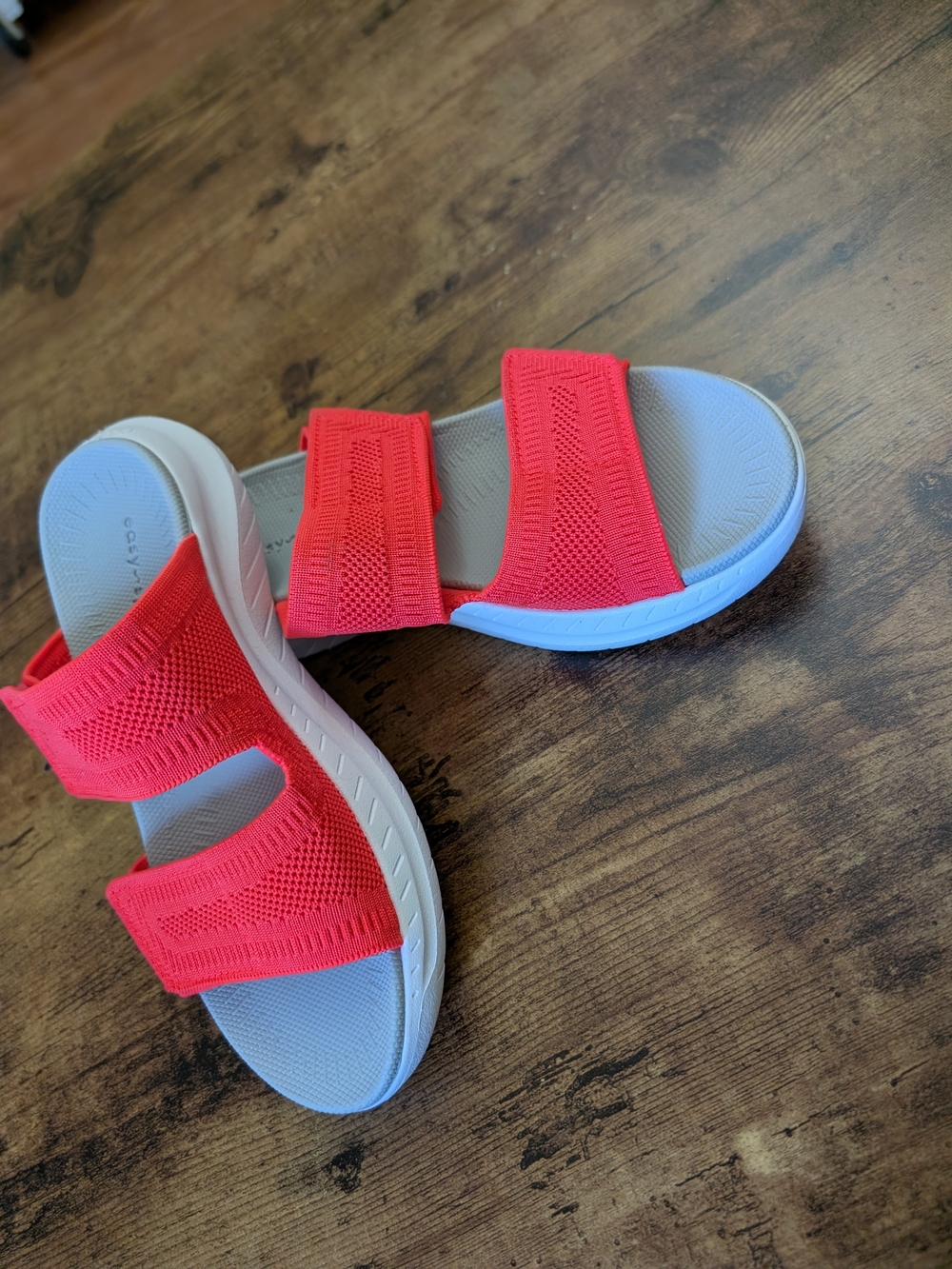 Easy Spirit Lightweight Slip-On Sandals in Bright Coral